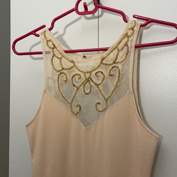 Free People Nude Beaded Body Con Mini Dress - Picture 4 of 9